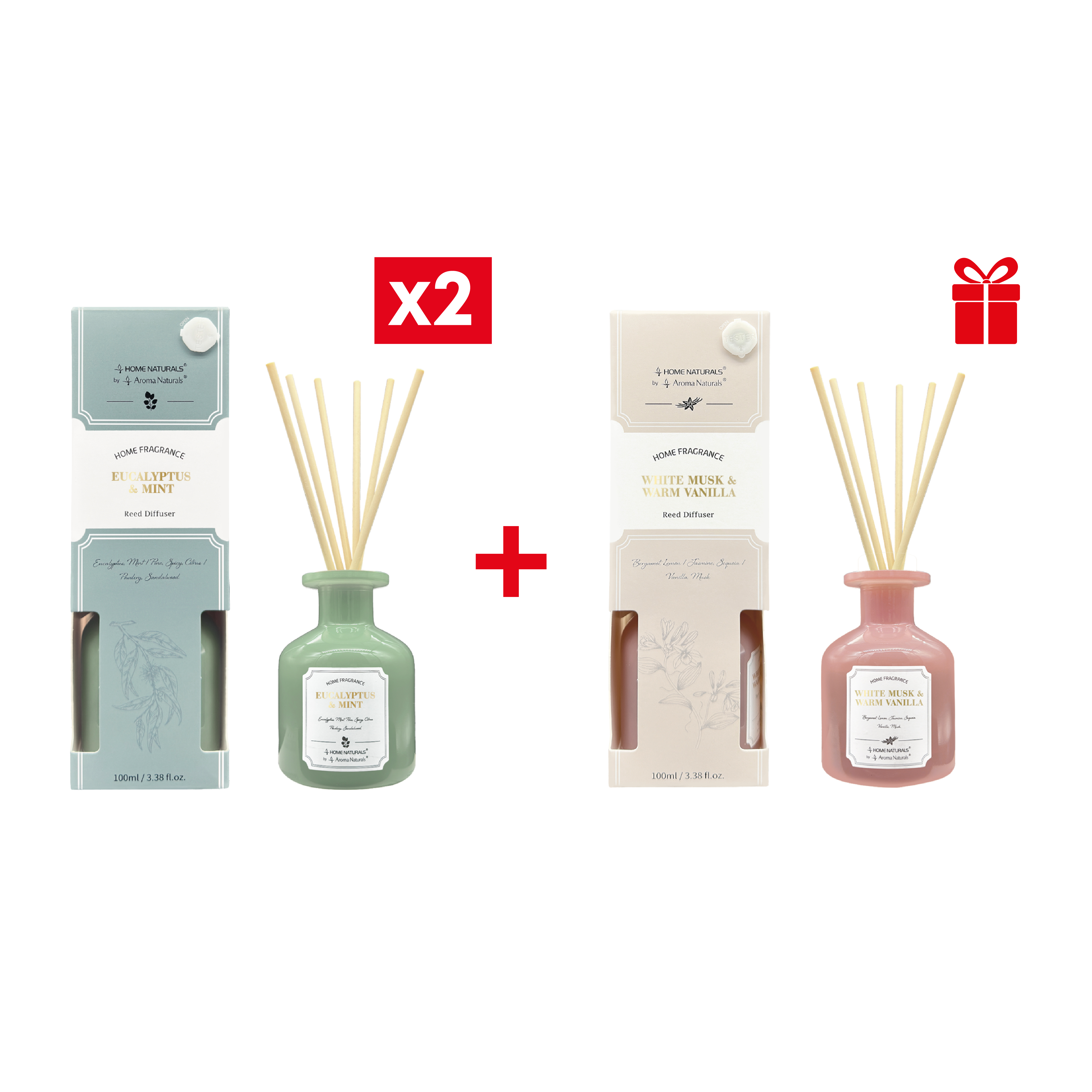 Набір 2+1 AROMA NATURALS ЕВКАЛІПТ І М'ЯТА 2 шт + БІЛИЙ МУСКУС І ТЕПЛА ВАНІЛЬ 1 шт Набір 2+1 AROMA NATURALS ЕВКАЛІПТ І М'ЯТА 2 шт + БІЛИЙ МУСКУС І ТЕПЛА ВАНІЛЬ 1 шт