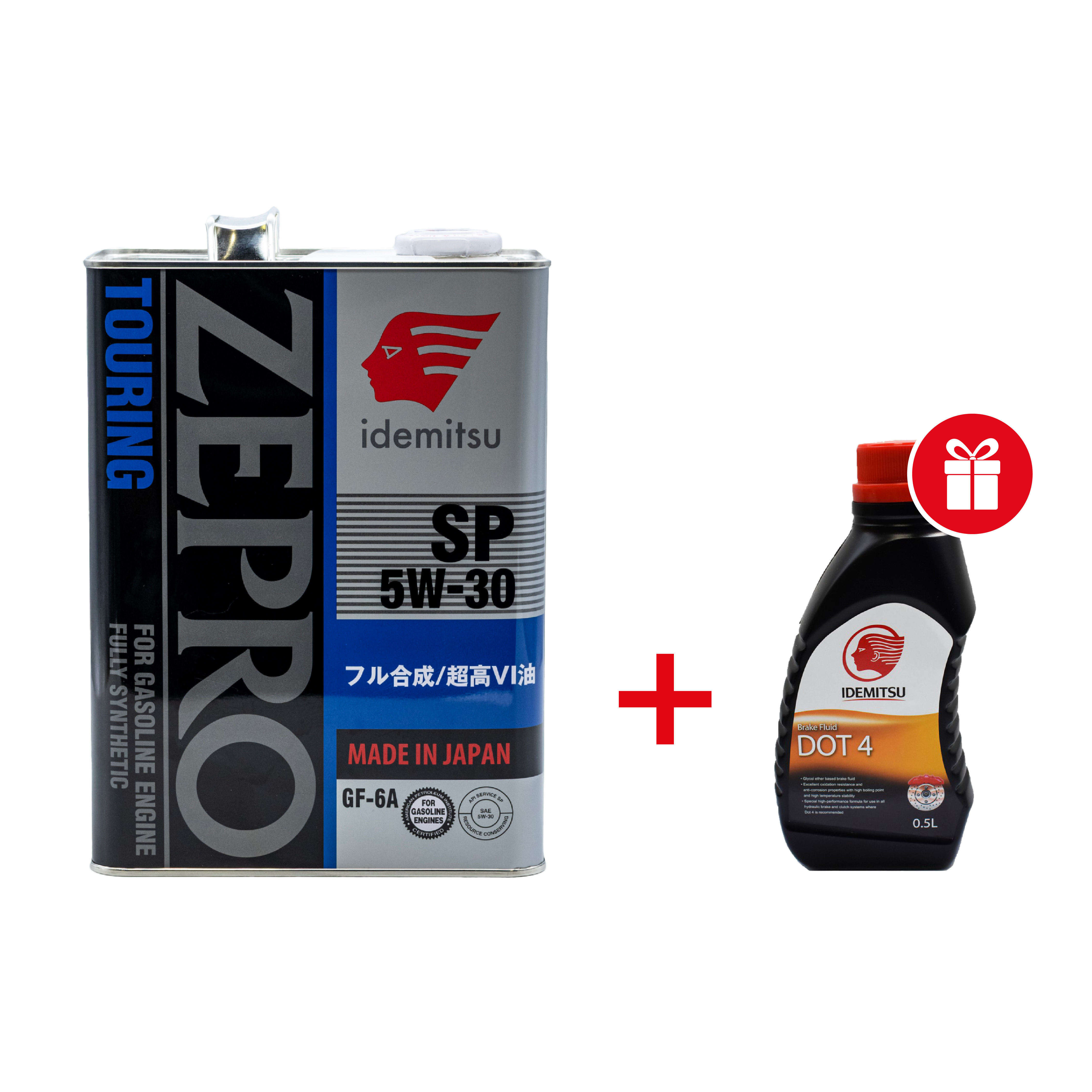 Набір Олива моторна IDEMITSU ZEPRO Touring SP/GF-6A 5W-30 4 л 1 шт + подарунок Рідина гальмівна IDEMITSU BRAKE FLUID DOT