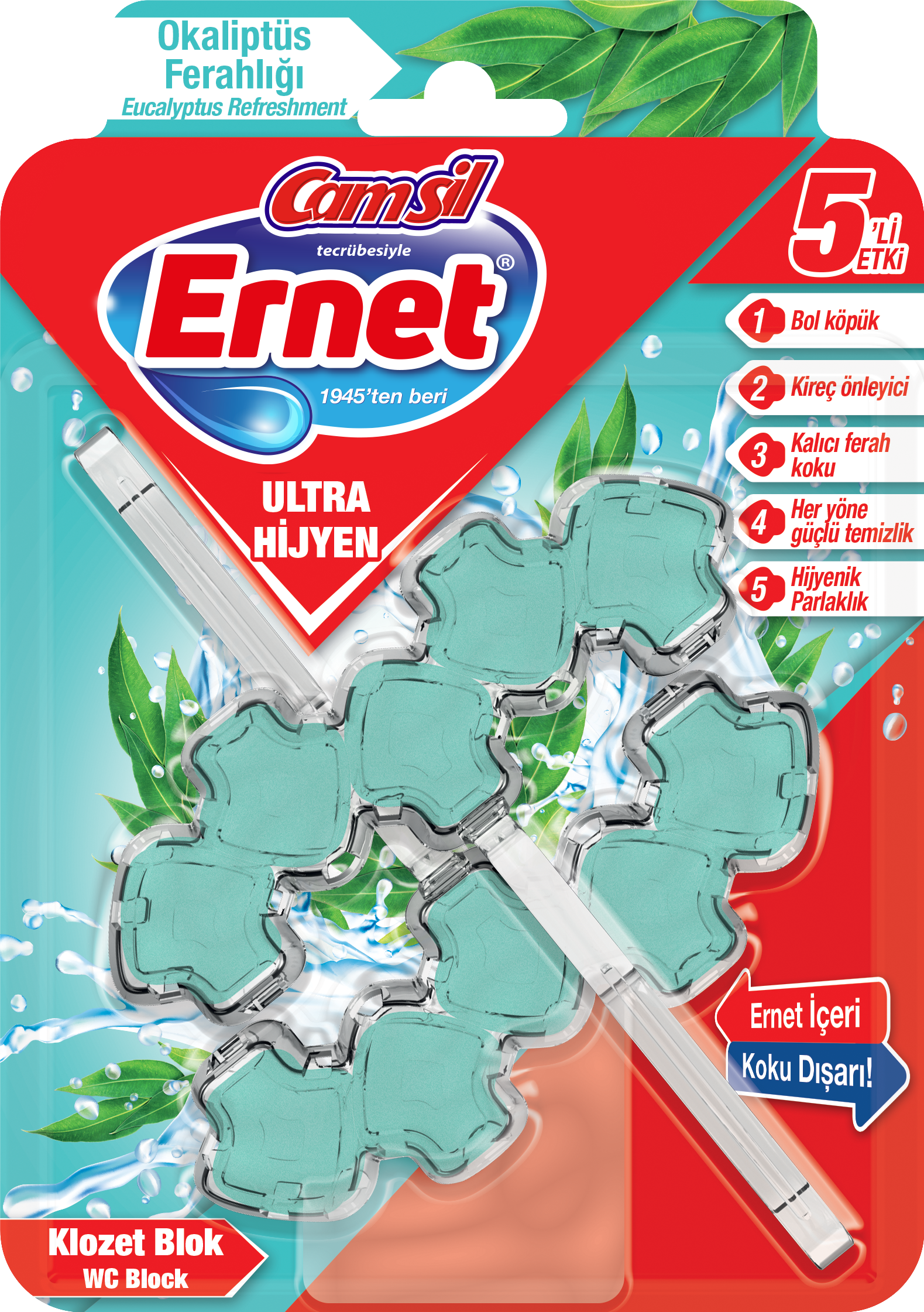 Туалетний блок Евкаліптова свіжість Ernet Ultra Hygiene  2x50 г