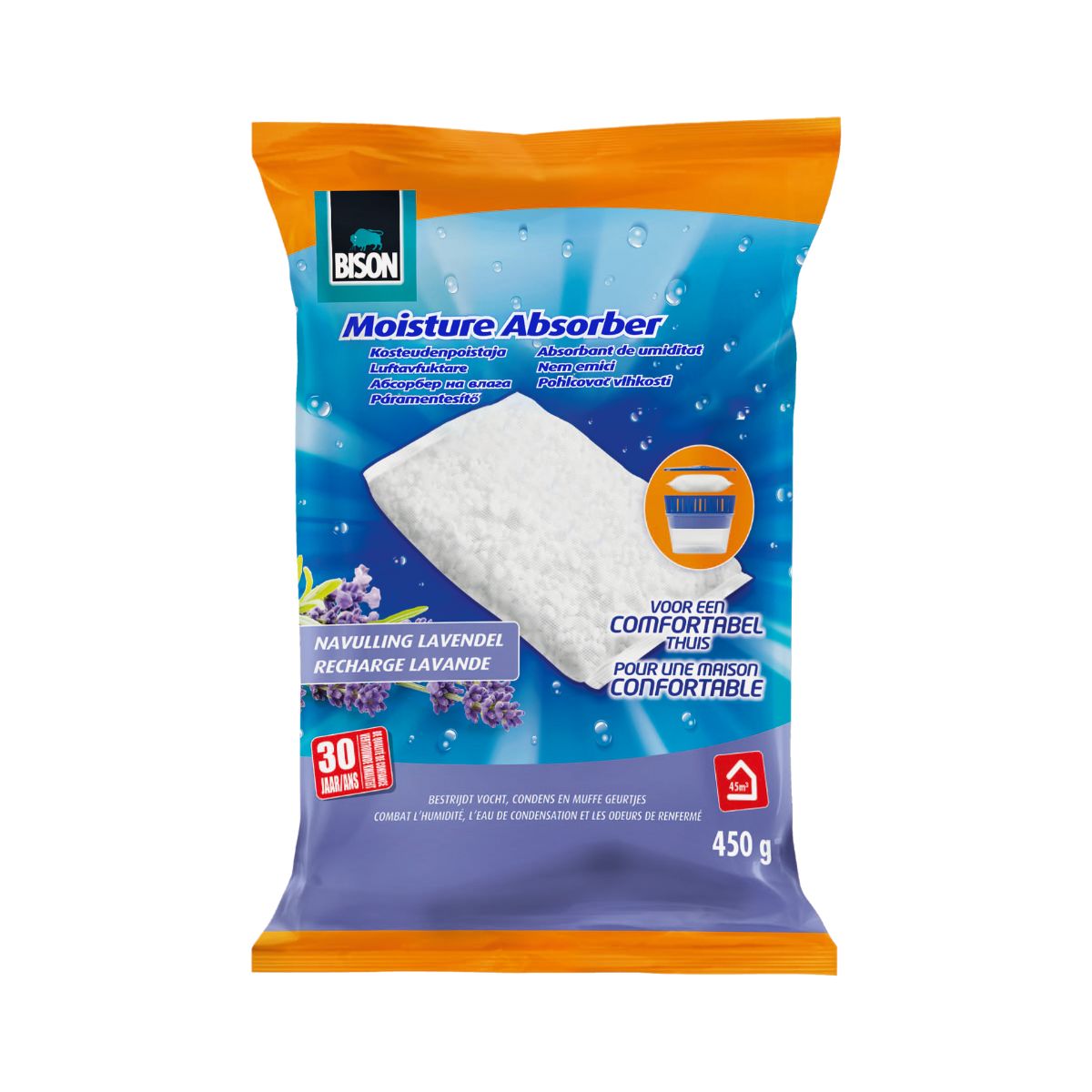Наповнювач для поглинача вологи гранули з ароматом лаванди Bison 450 г