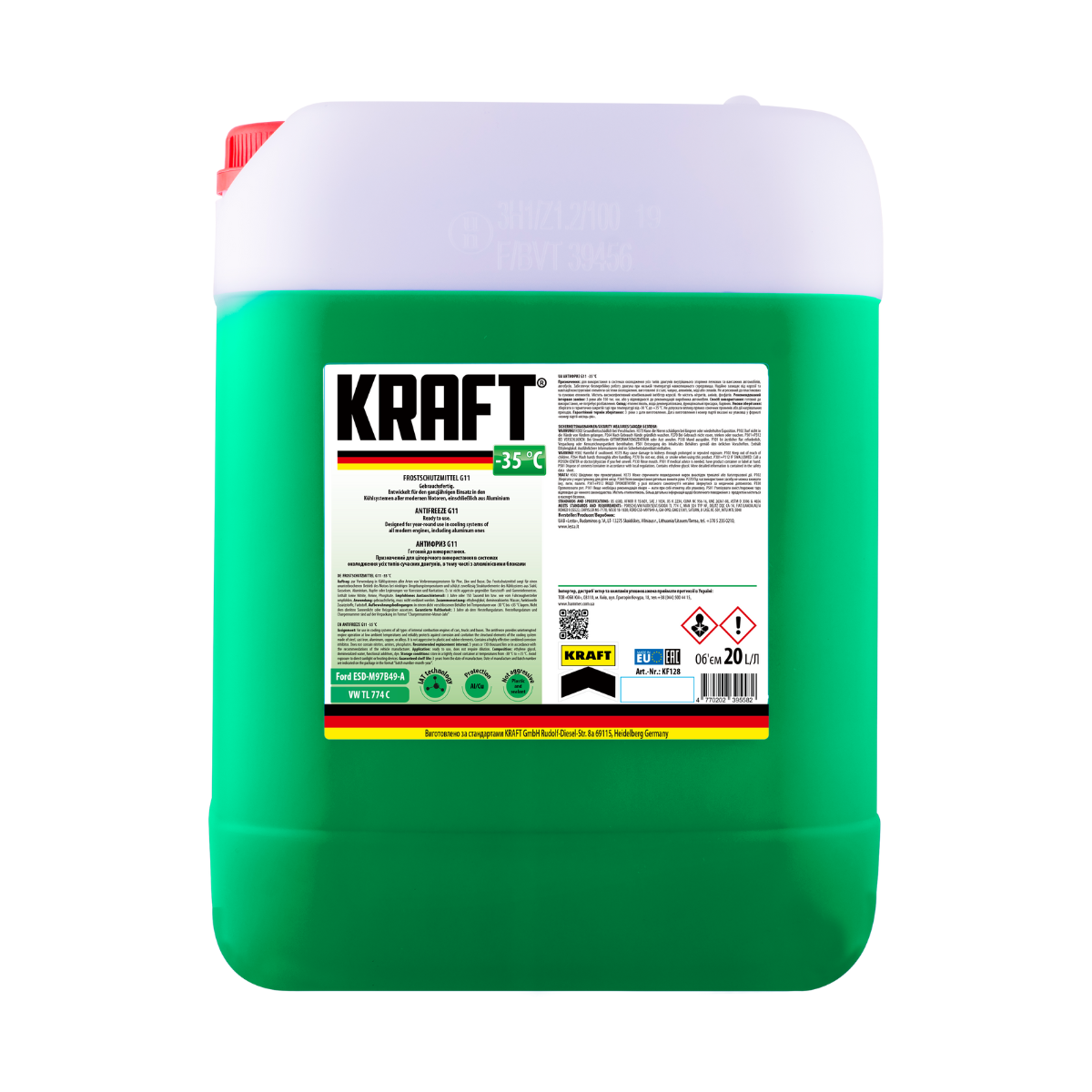Антифриз готовий -35 °C KRAFT G11 зелений 20 л