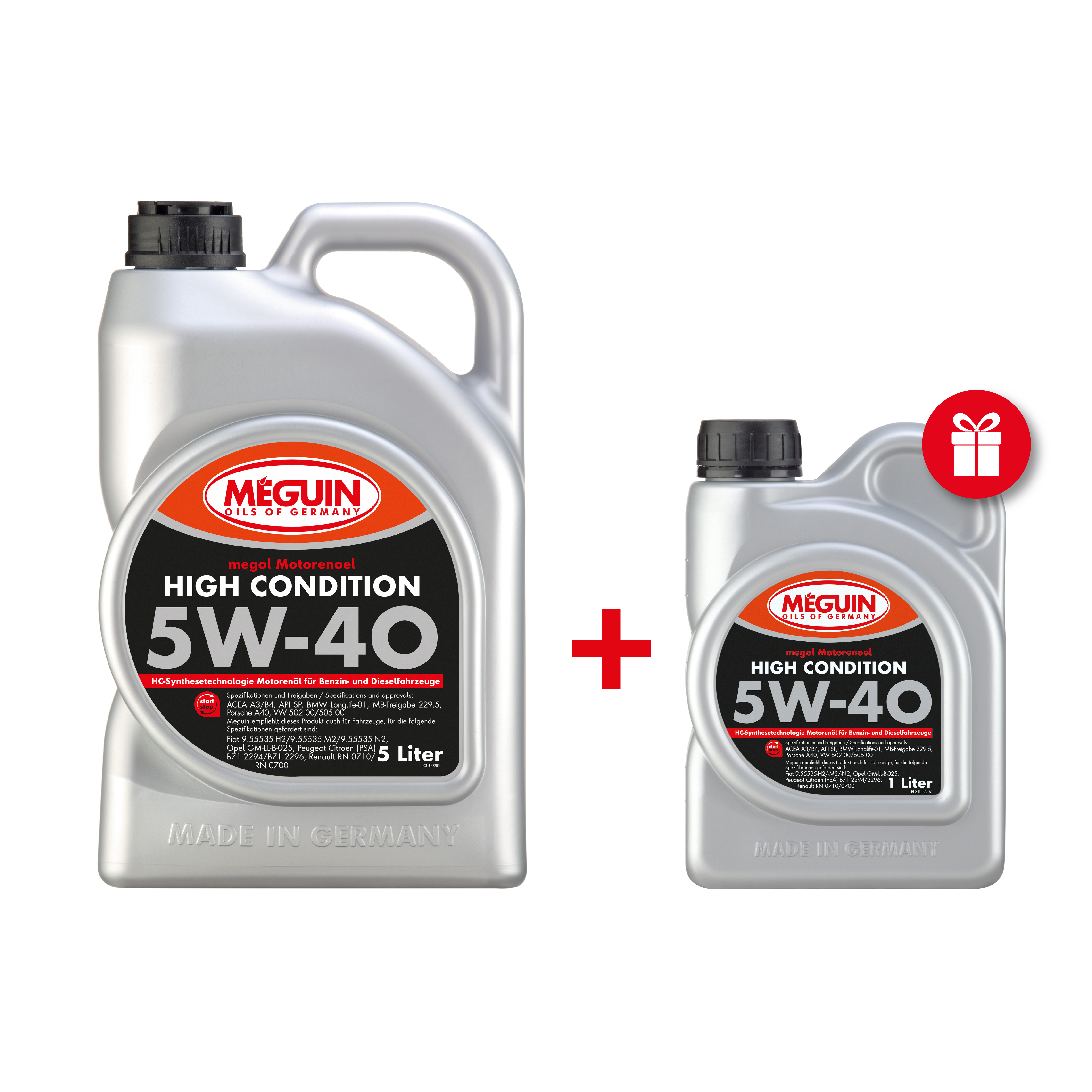 Олива моторна Meguin HIGH CONDITION SAE 5W-40 5 л 1 шт + подарунок Олива моторна Meguin HIGH CONDITION SAE 5W-40 1 л 1 шт