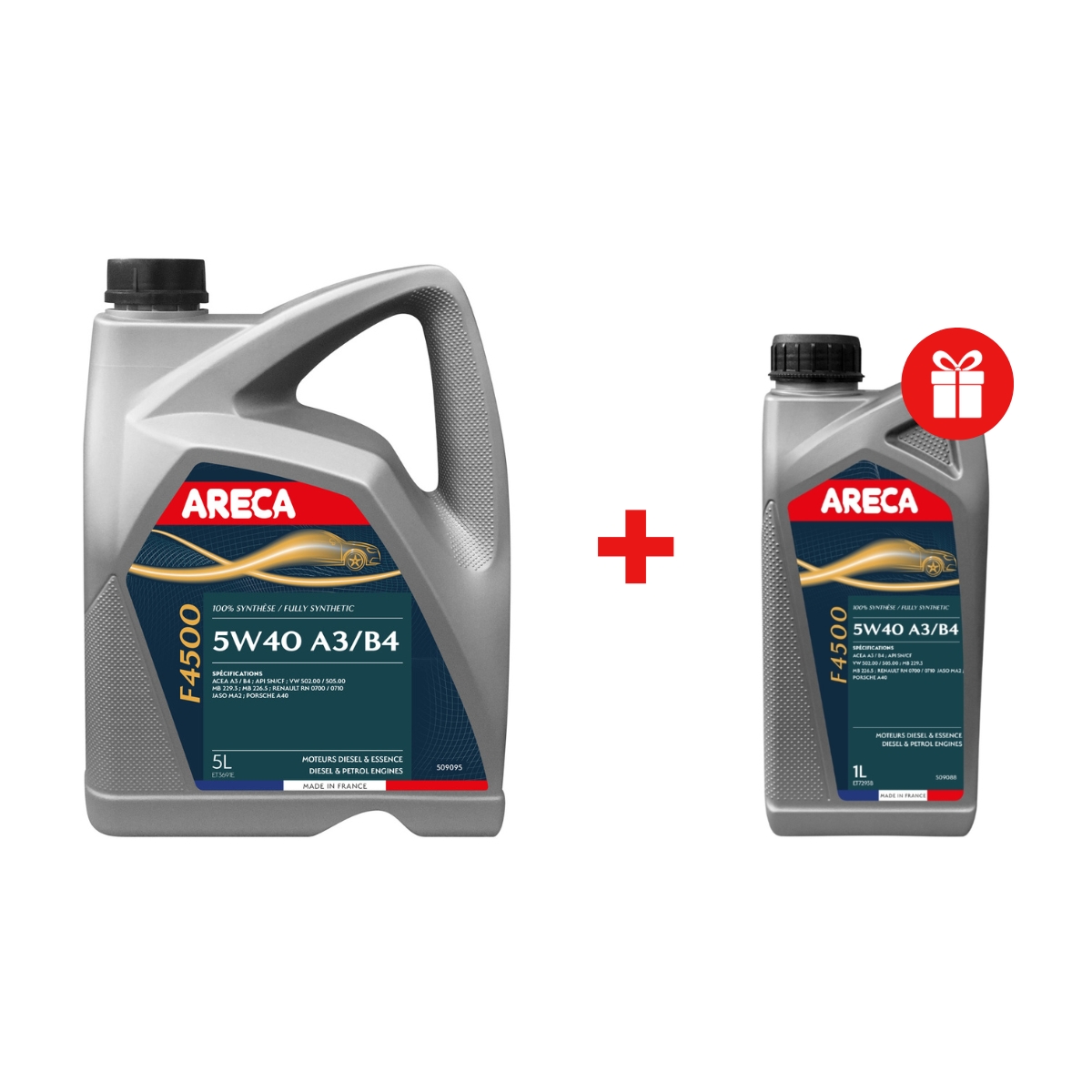 Набір Олива моторна ARECA F4500 5W-40 5 л 1 шт + подарунок Олива моторна ARECA F4500 5W-40 1 л 1 шт