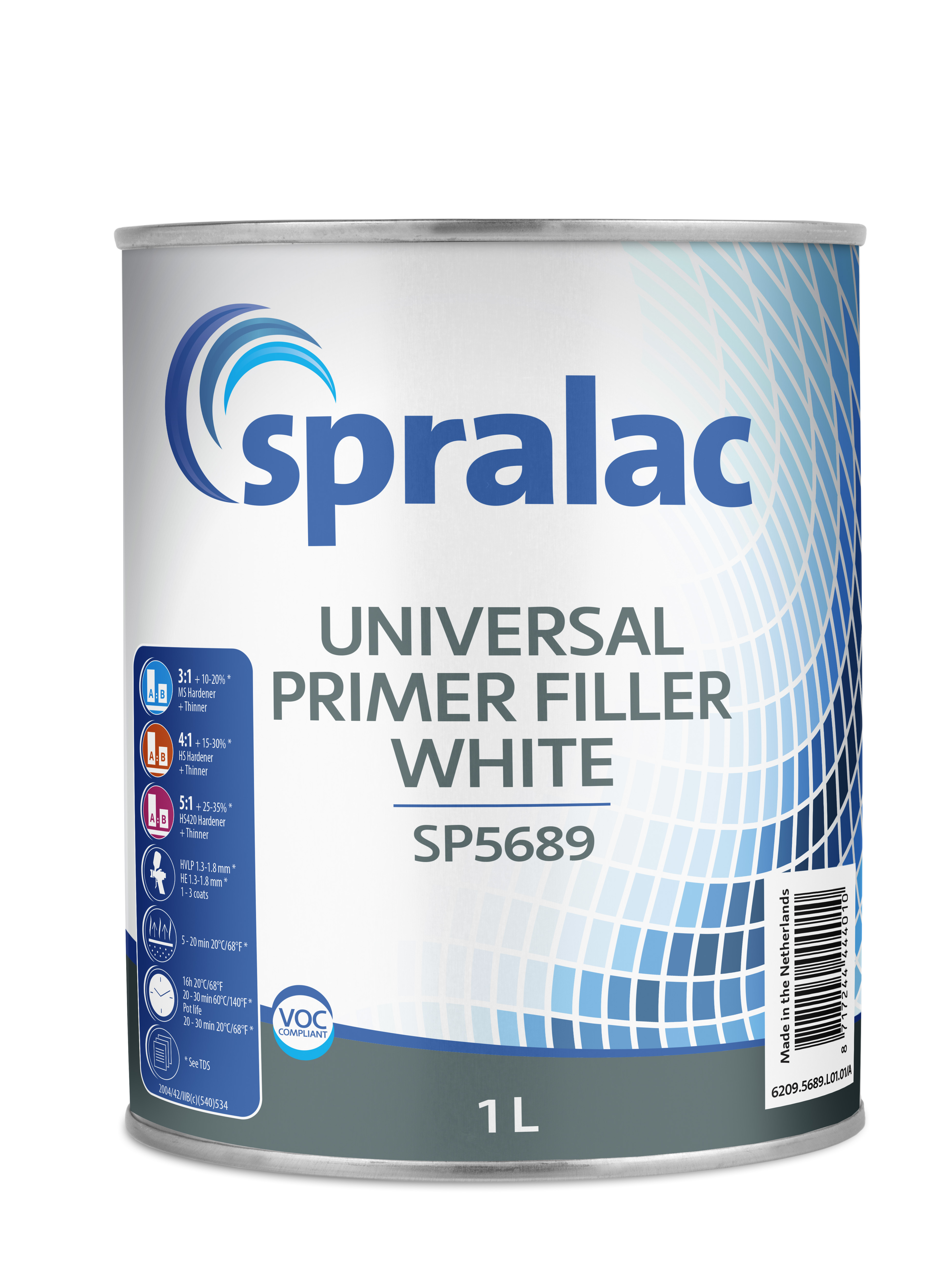 SP 5689/1 Грунт-наповнювач універсальний білий Spralac Universal Primer Filler White SP 5689/1 Грунт-наповнювач універсальний білий Spralac Universal Primer Filler White