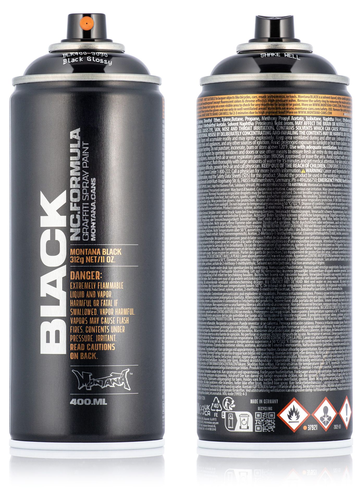 Аерозольна фарба Montana BLK400-9001 Чорний глянець (Black glossy) 400 мл