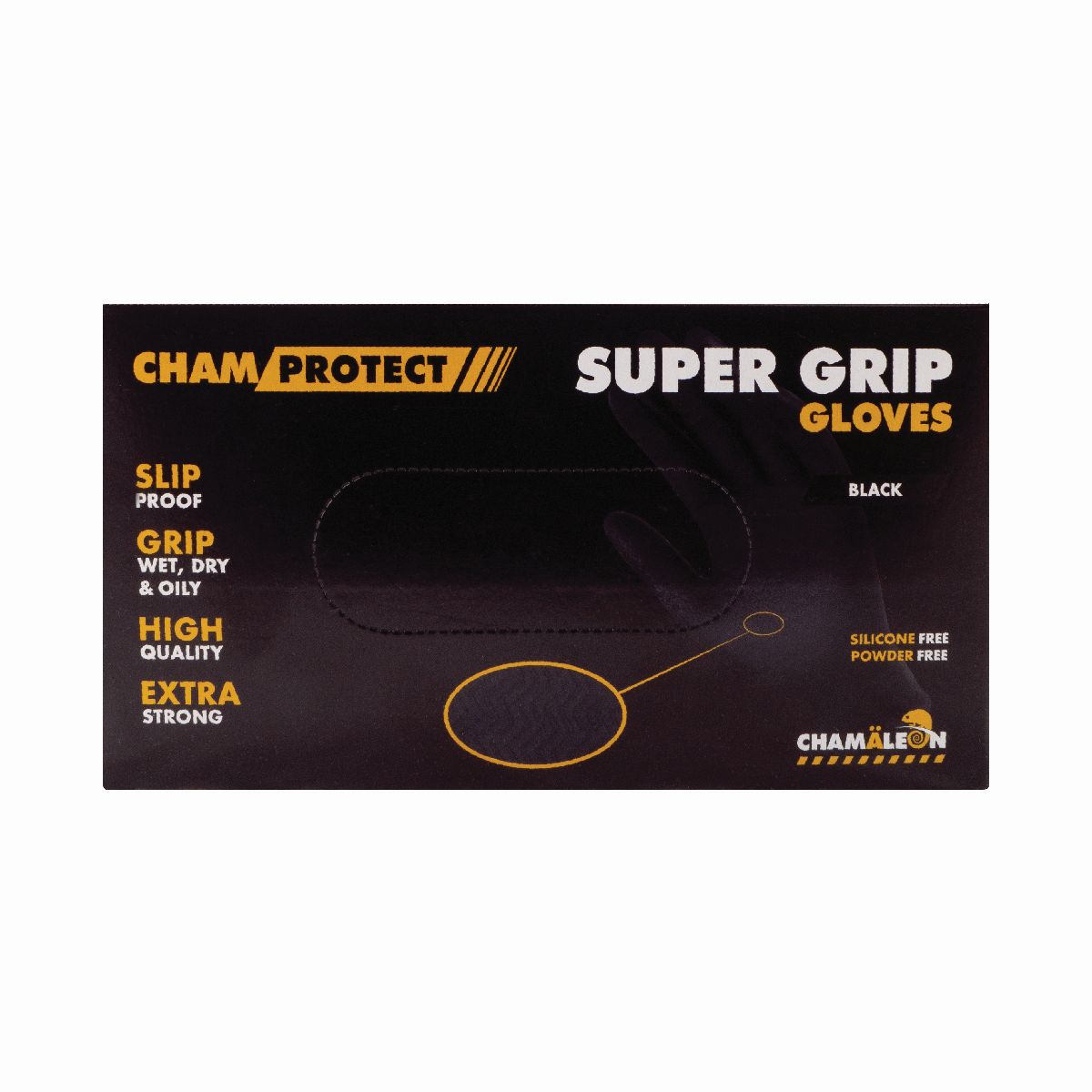 СHAMAELEON Super Grip Рукавички нітрилові L чорні 80 шт