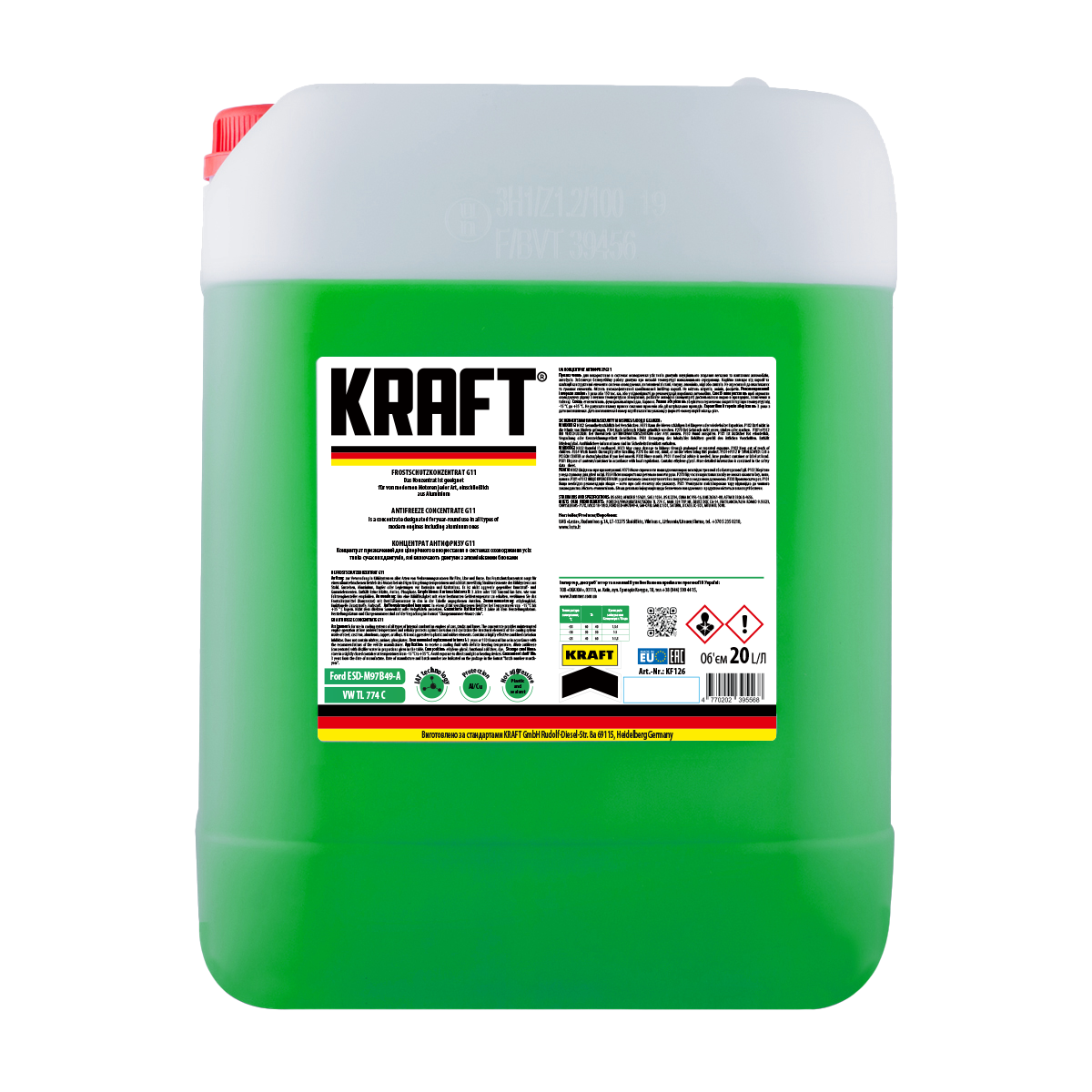 Антифриз концентрат KRAFT G11 зелений 20 л