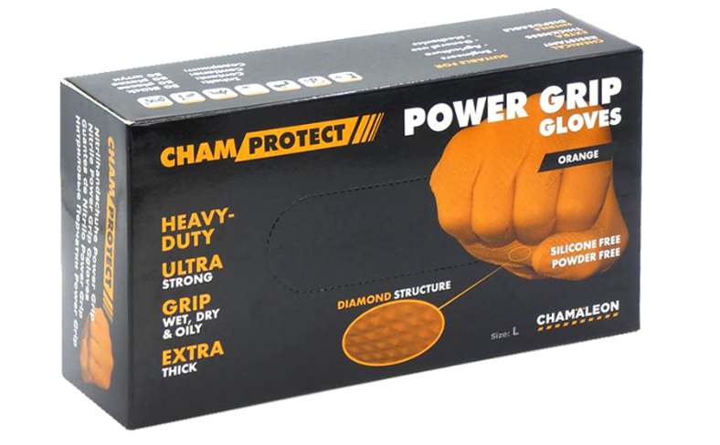 СHAMAELEON Рукавички нітрилові Power Grip XL жовті 50 шт