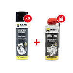 Набір Очисник гальм KRAFT аерозоль 500 мл 6 шт + подарунок Мастило багатофункціональне KRAFT KW-40 EU аерозоль з розпилю