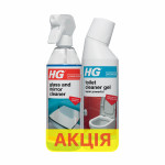 Набiр 1+1 Гель для туалету сильнодіючий HG + Спрей для чищення скла та дзеркал HG