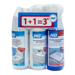 Набiр 2+1 Очищувач для душової та ванної + Гель для очищення унітазів + Чистячий спрей для скла та дзеркал HG
